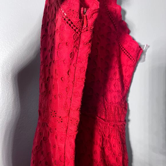 Superdry Red Halter Neck Skater Dress Lace w/ pockets Fit Flare Size 8 Christmas - Picture 10 of 10